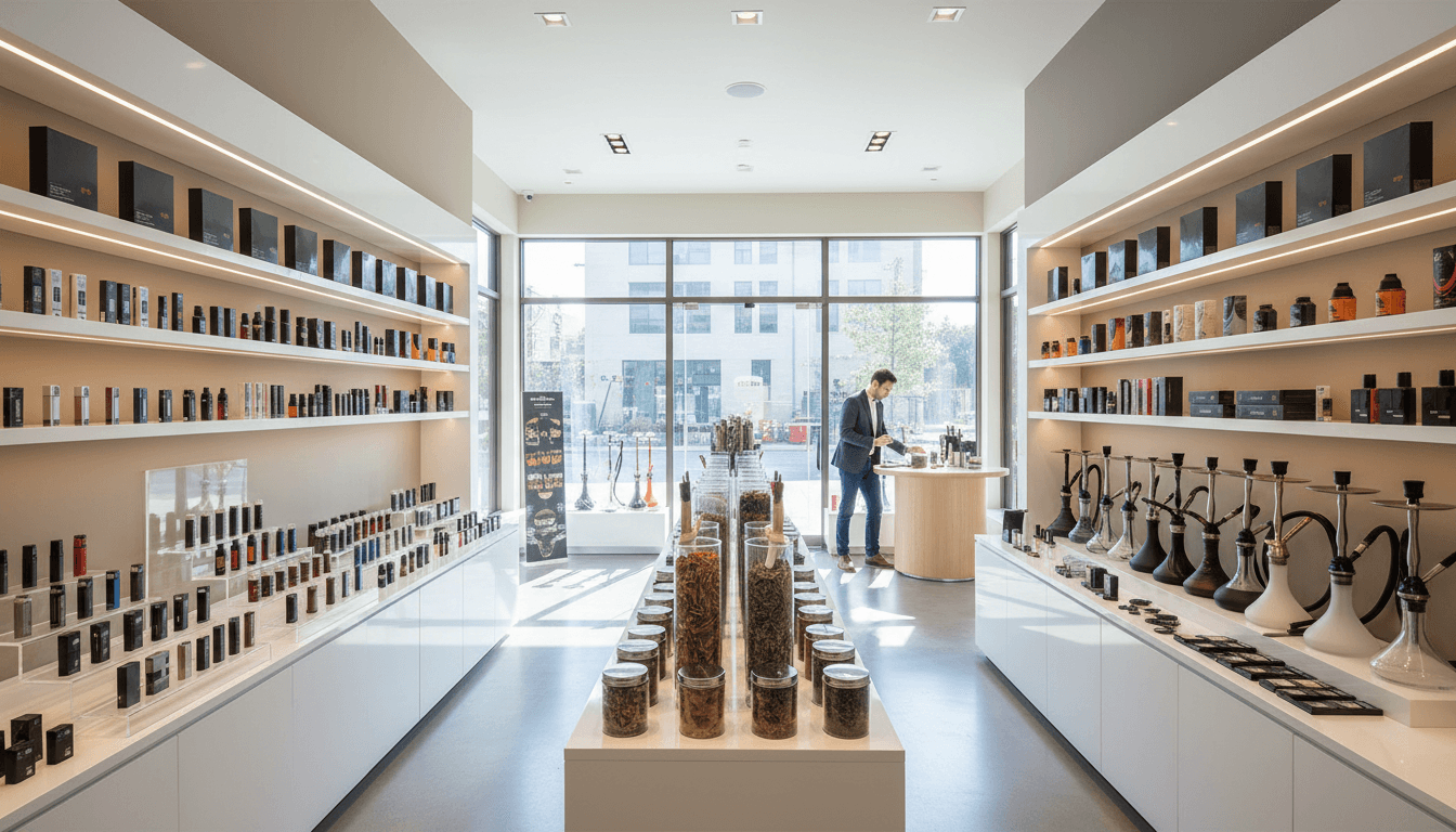 Smoke N Bites Smoke Shop interior with organized product display and welcoming counter